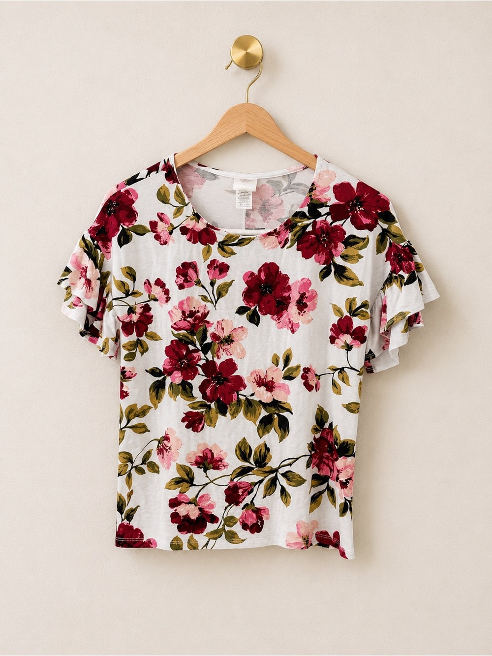 Agnes & Dora Floral Frill Sleeve Top Adult XS